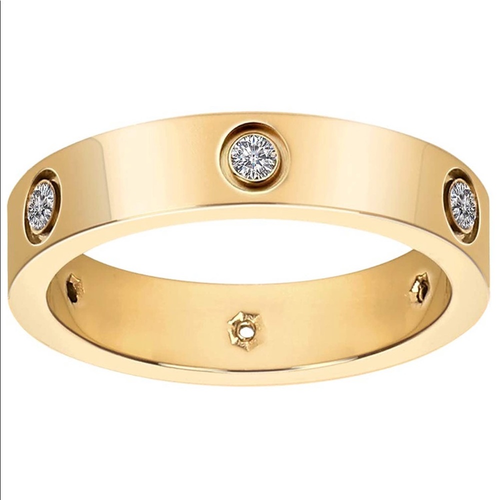 Fashion 18K Gold Plated Titanium Steel Women Ring